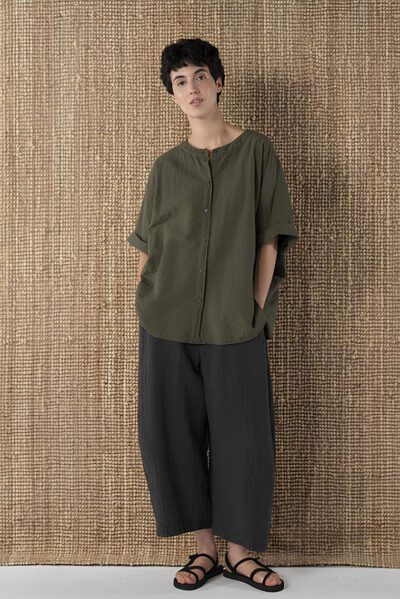 OSKA Bluse 628 / BAUMWOLL-LEINEN-SEERSUCKER