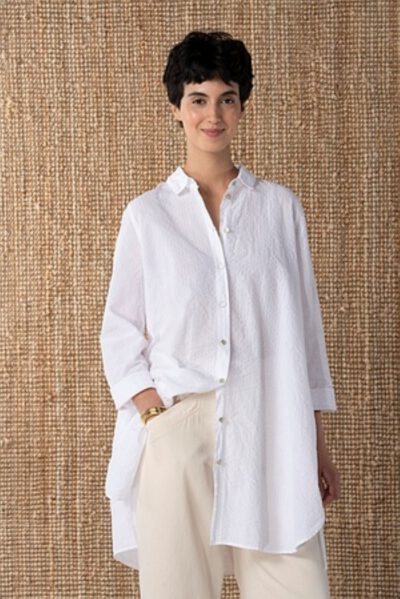 OSKA Bluse 637 / BAUMWOLL-LEINEN-SEERSUCKER